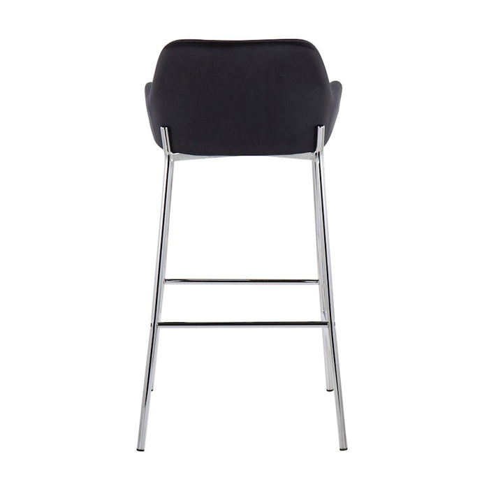 LumiSource Daniella Bar Stool, Set of 2, Chrome/Black Velvet