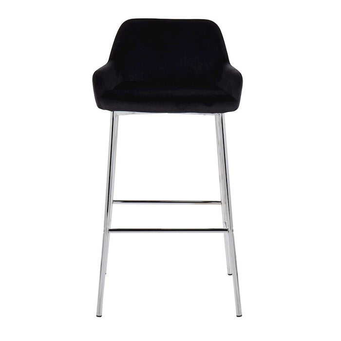 LumiSource Daniella Bar Stool, Set of 2, Chrome/Black Velvet