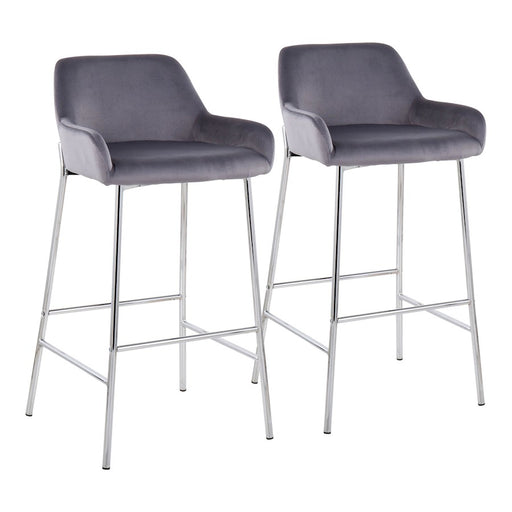 LumiSource Daniella Bar Stool, Set of 2, Chrome/Silver - B30-DNLA2CHRMVSV2
