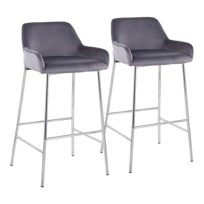 LumiSource Daniella Bar Stool, Set of 2, Chrome/Silver - B30-DNLA2CHRMVSV2