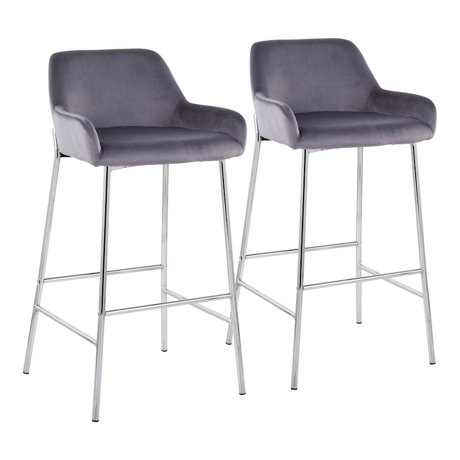 LumiSource Daniella Bar Stool, Set of 2, Chrome/Silver - B30-DNLA2CHRMVSV2