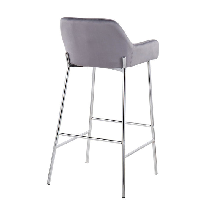 LumiSource Daniella Bar Stool, Set of 2, Chrome/Silver