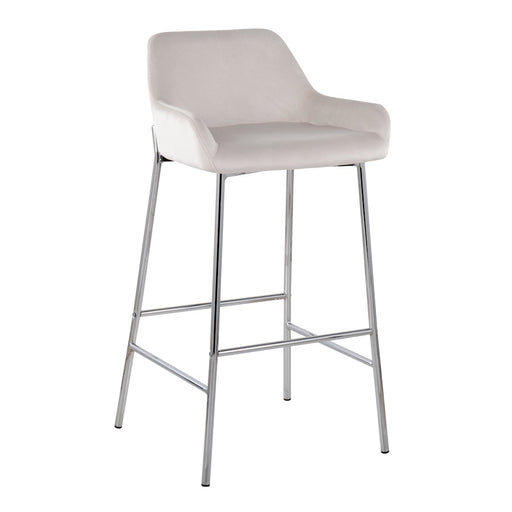 LumiSource Daniella Bar Stool, Set of 2, Chrome/White Velvet