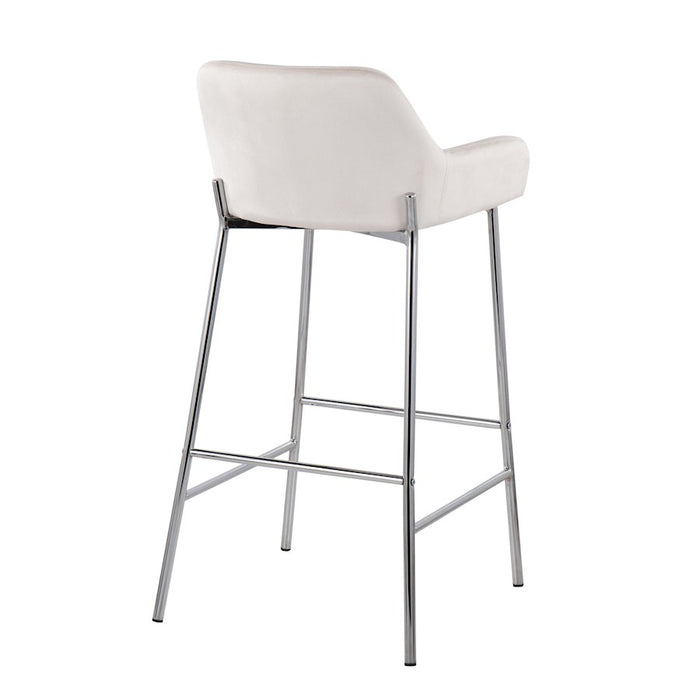 LumiSource Daniella Bar Stool, Set of 2, Chrome/White Velvet