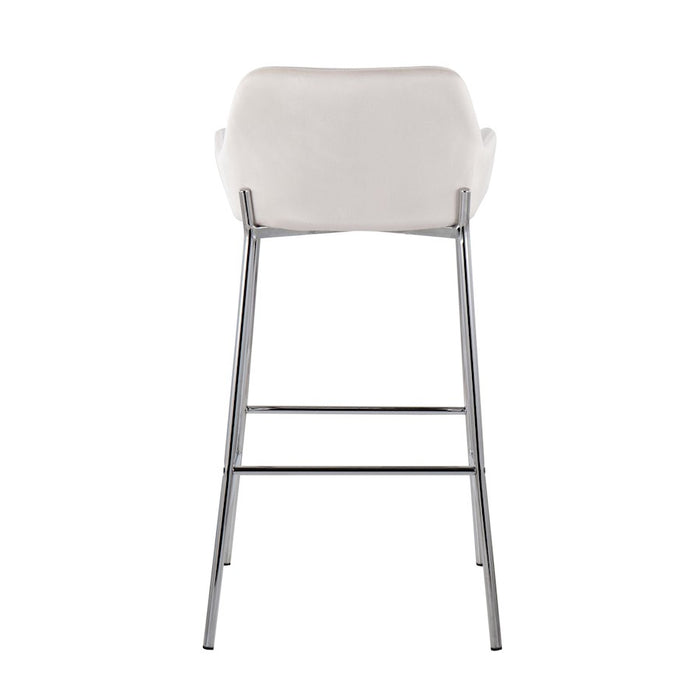 LumiSource Daniella Bar Stool, Set of 2, Chrome/White Velvet