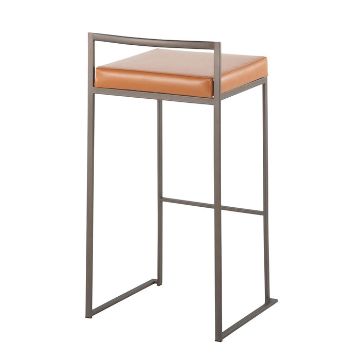 LumiSource Fuji Stacker Barstool, Set of 2, Antique Steel/Camel