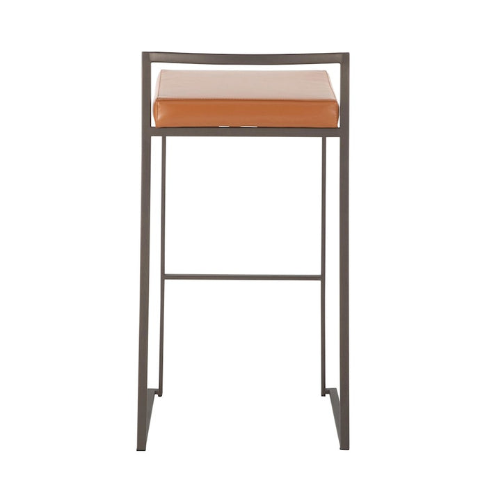 LumiSource Fuji Stacker Barstool, Set of 2, Antique Steel/Camel