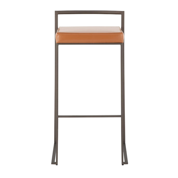 LumiSource Fuji Stacker Barstool, Set of 2, Antique Steel/Camel
