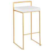 LumiSource Fuji 30.75in Bar Stool Set of 2 | Glam Gold Steel and White Velvet | Kitchen Island & Home Bar Seating | Model B30-FUJIAU-VW2