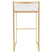LumiSource Fuji 30.75in Bar Stool Set of 2 | Glam Gold Steel and White Velvet | Kitchen Island & Home Bar Seating | Model B30-FUJIAU-VW2
