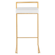 LumiSource Fuji 30.75in Bar Stool Set of 2 | Glam Gold Steel and White Velvet | Kitchen Island & Home Bar Seating | Model B30-FUJIAU-VW2