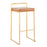LumiSource Fuji Stacker Barstool, Set of 2, Gold Steel/Camel Pu