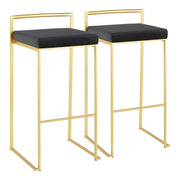 LumiSource Fuji 30.75in Bar Stool Set of 2 | Glam Gold Steel and Black Velvet | Kitchen Island & Home Bar Seating | Model B30-FUJIAUVBK2
