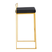 LumiSource Fuji 30.75in Bar Stool Set of 2 | Glam Gold Steel and Black Velvet | Kitchen Island & Home Bar Seating | Model B30-FUJIAUVBK2