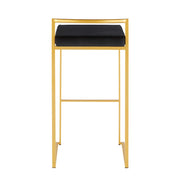 LumiSource Fuji 30.75in Bar Stool Set of 2 | Glam Gold Steel and Black Velvet | Kitchen Island & Home Bar Seating | Model B30-FUJIAUVBK2