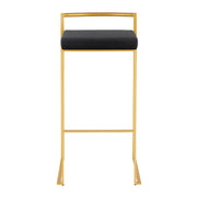 LumiSource Fuji 30.75in Bar Stool Set of 2 | Glam Gold Steel and Black Velvet | Kitchen Island & Home Bar Seating | Model B30-FUJIAUVBK2