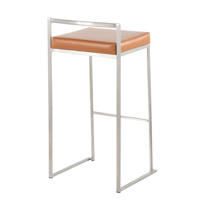 LumiSource Fuji Stacker Barstool, Set of 2, Stainless Steel/Camel