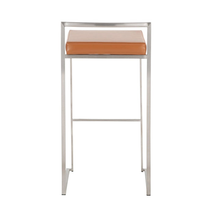 LumiSource Fuji Stacker Barstool, Set of 2, Stainless Steel/Camel