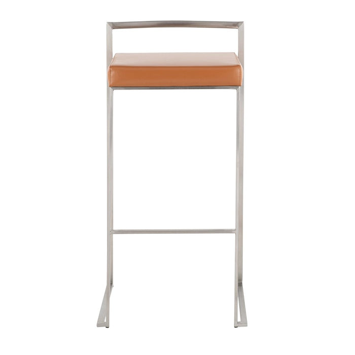 LumiSource Fuji Stacker Barstool, Set of 2, Stainless Steel/Camel