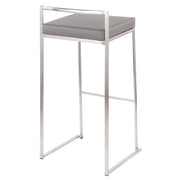 LumiSource Fuji Stackable Barstool Set of 2 | Contemporary Stainless Steel and Grey PU | Kitchen Island & Home Bar Seating | Model B30-FUJIGY2
