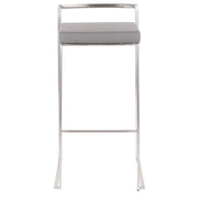 LumiSource Fuji Stackable Barstool Set of 2 | Contemporary Stainless Steel and Grey PU | Kitchen Island & Home Bar Seating | Model B30-FUJIGY2