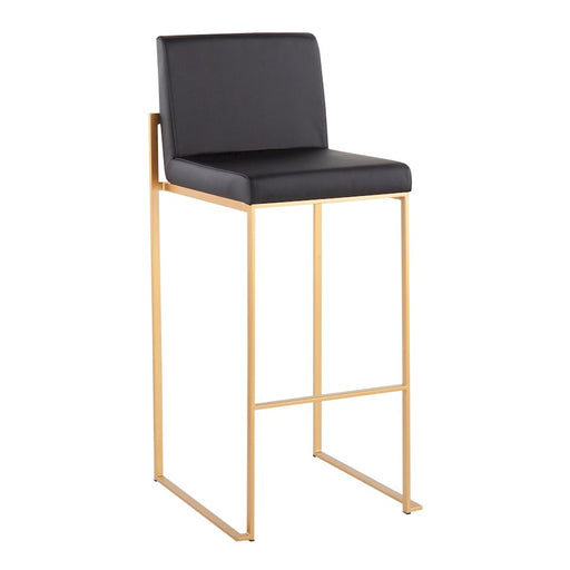 LumiSource Fuji High Back Barstool, Set of 2, Gold Steel/Black