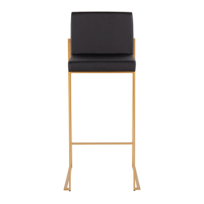 LumiSource Fuji High Back Barstool, Set of 2, Gold Steel/Black