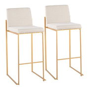 LumiSource Fuji High Back Barstool, Set of 2, Gold/Beige - B30-FUJIHBAUFBG2
