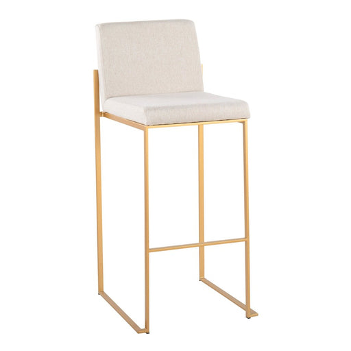 LumiSource Fuji High Back Barstool, Set of 2, Gold/Beige