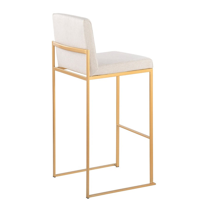 LumiSource Fuji High Back Barstool, Set of 2, Gold/Beige