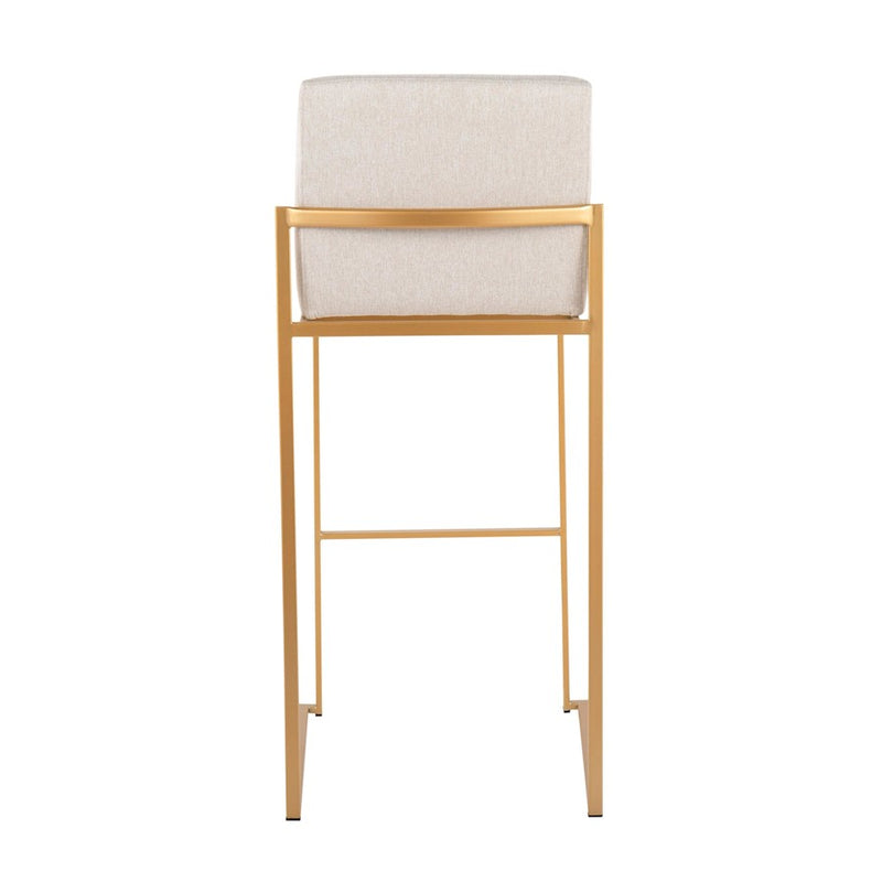 LumiSource Fuji High Back Barstool, Set of 2, Gold/Beige