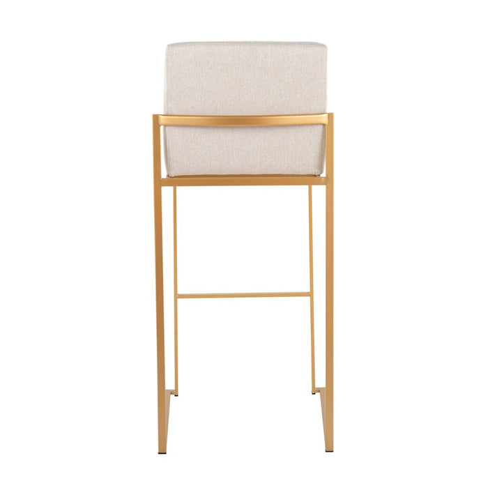 LumiSource Fuji High Back Barstool, Set of 2, Gold/Beige