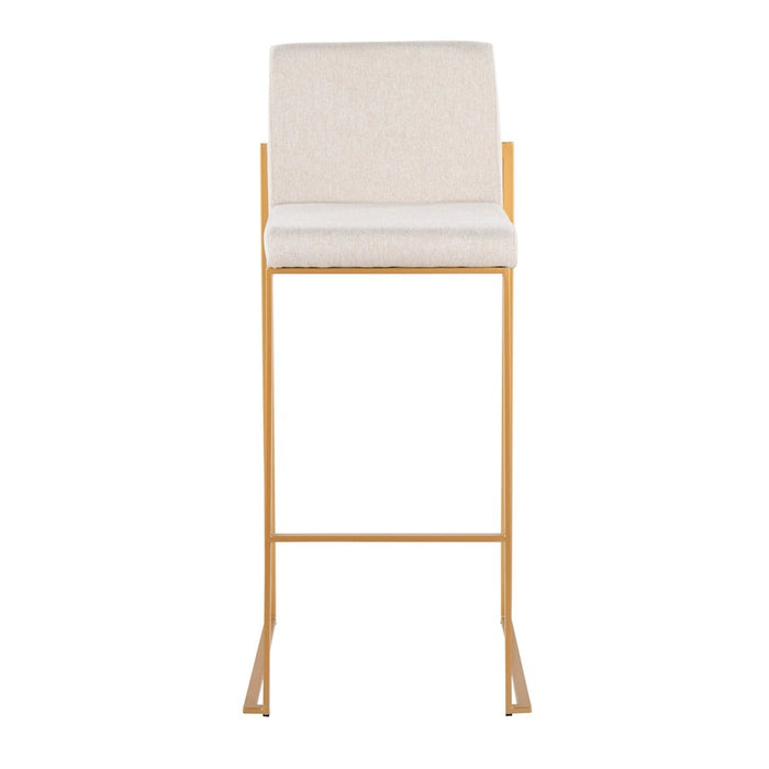 LumiSource Fuji High Back Barstool, Set of 2, Gold/Beige