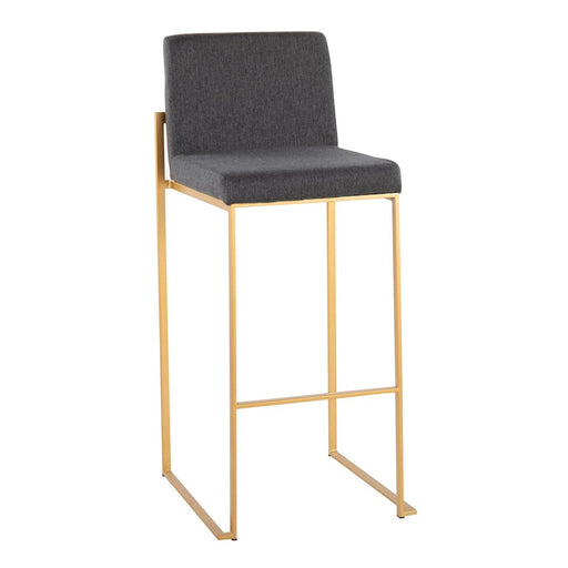 LumiSource Fuji High Back Barstool, Set of 2, Gold/Charcoal