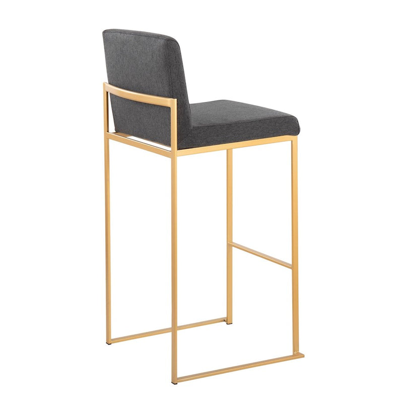 LumiSource Fuji High Back Barstool, Set of 2, Gold/Charcoal