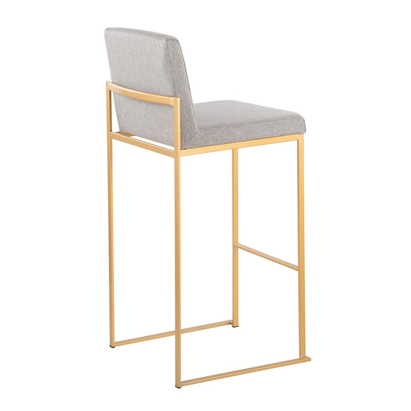 LumiSource Fuji High Back Barstool, Set of 2, Gold Steel/GYF