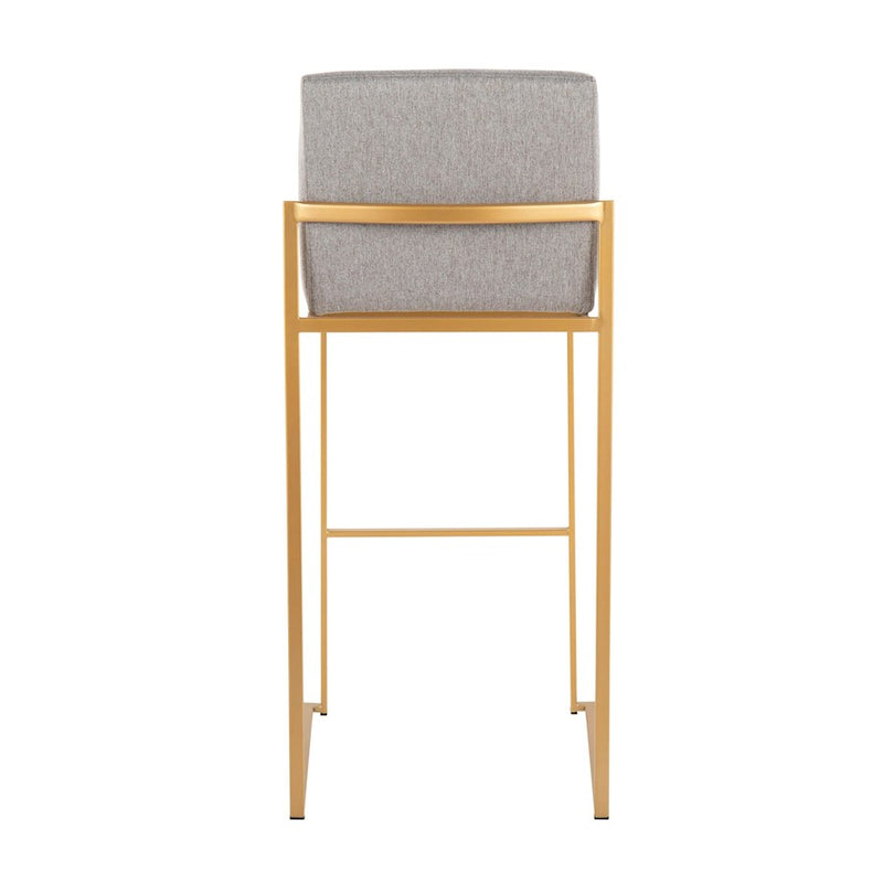 LumiSource Fuji High Back Barstool, Set of 2, Gold Steel/GYF