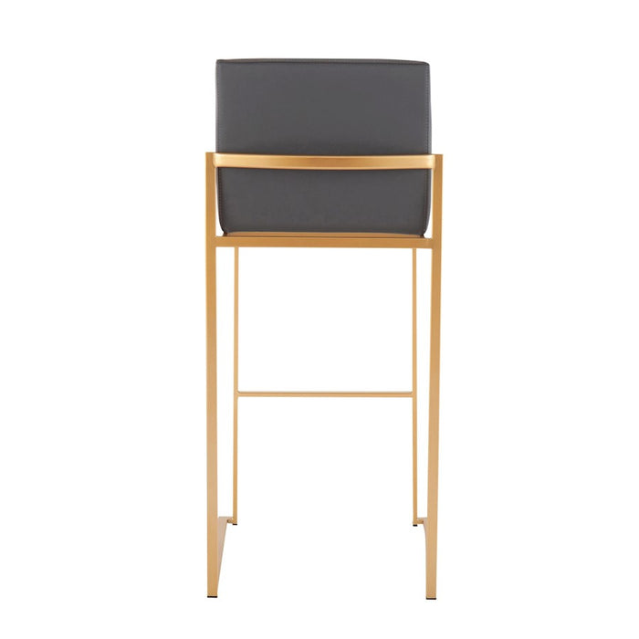 LumiSource Fuji High Back Barstool, Set of 2, Gold Steel/Grey