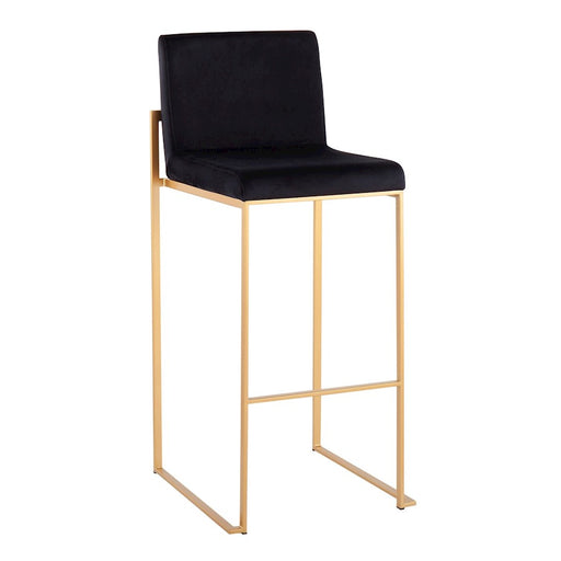 LumiSource Fuji High Back Barstool, Set of 2, Gold/Black