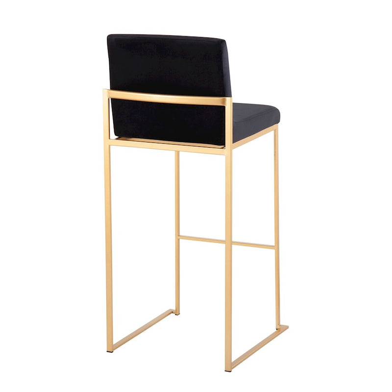 LumiSource Fuji High Back Barstool, Set of 2, Gold/Black