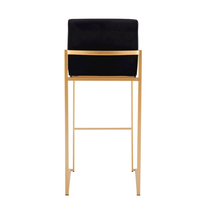 LumiSource Fuji High Back Barstool, Set of 2, Gold/Black
