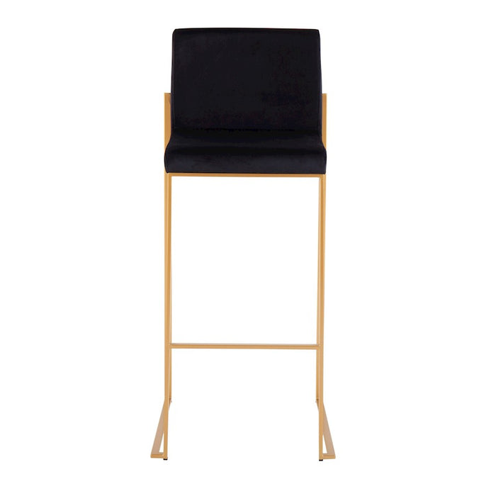 LumiSource Fuji High Back Barstool, Set of 2, Gold/Black