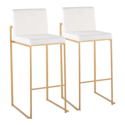 LumiSource Fuji High Back Barstool, Set of 2, Gold/White - B30-FUJIHBAUVW2