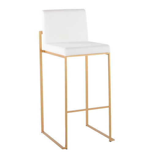 LumiSource Fuji High Back Barstool, Set of 2, Gold/White