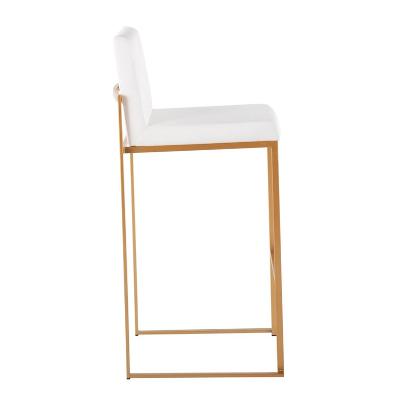 LumiSource Fuji High Back Barstool, Set of 2, Gold/White