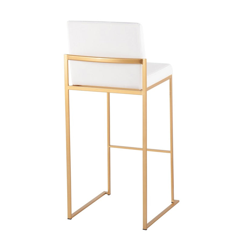LumiSource Fuji High Back Barstool, Set of 2, Gold/White