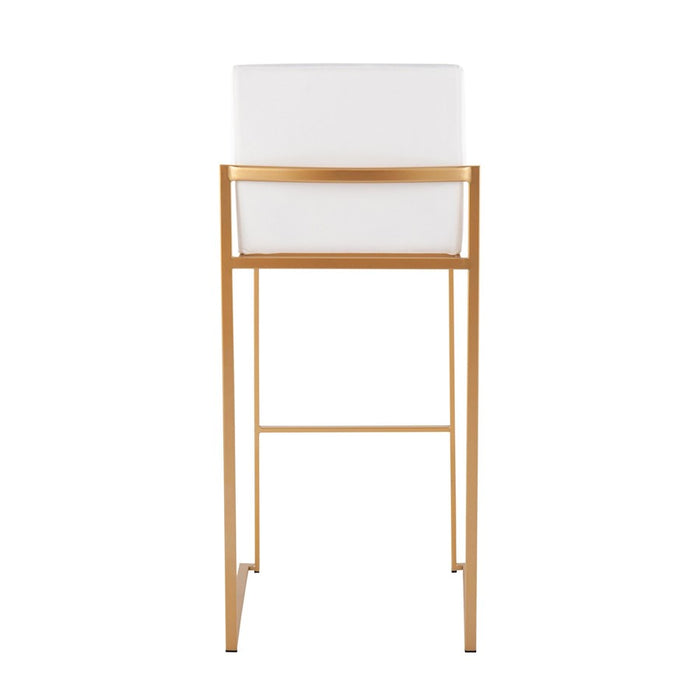 LumiSource Fuji High Back Barstool, Set of 2, Gold/White