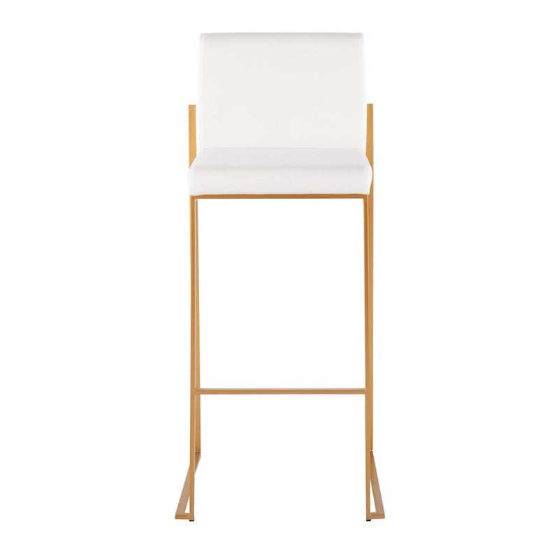 LumiSource Fuji High Back Barstool, Set of 2, Gold/White