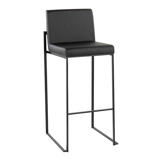 LumiSource Fuji High Back Barstool, Set of 2, Black/Black