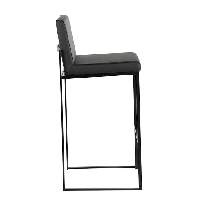 LumiSource Fuji High Back Barstool, Set of 2, Black/Black